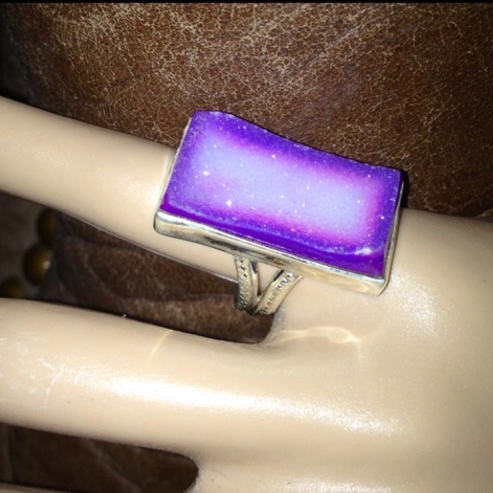 Handcrafted Large Druzy & Sterling Silver Plated - Picture 3 of 4